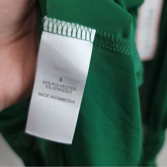 Y2k Ruched Blouse Slinky Emerald Green Long Sleeve NWT - Picture 15 of 16